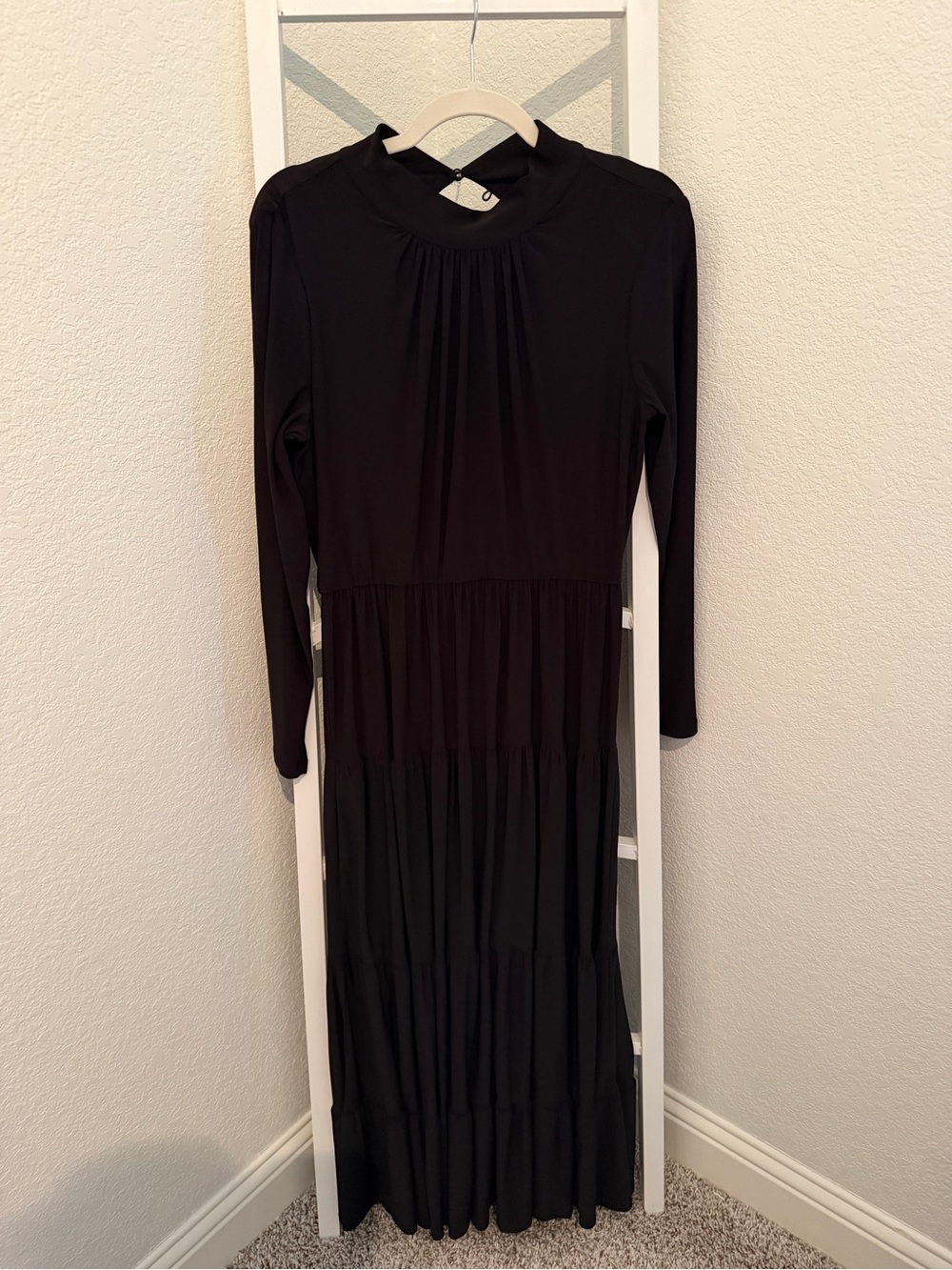 Taylor Black Long Sleeve Tiered Maxi Dress